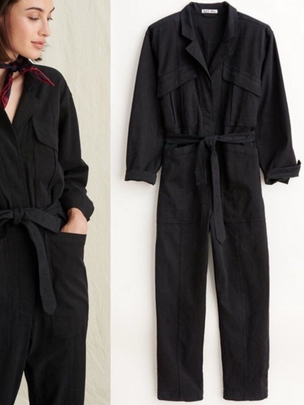 ALEX MILL Jumpsuit Expedition Cotton Stretch Utility Excellent Black Size Small
